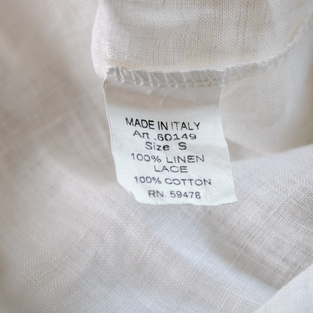 Marina Gigli White Lace Linen V-Neck Tunic Blouse Elegant Sleeveless Womens Top - Picture 9 of 12